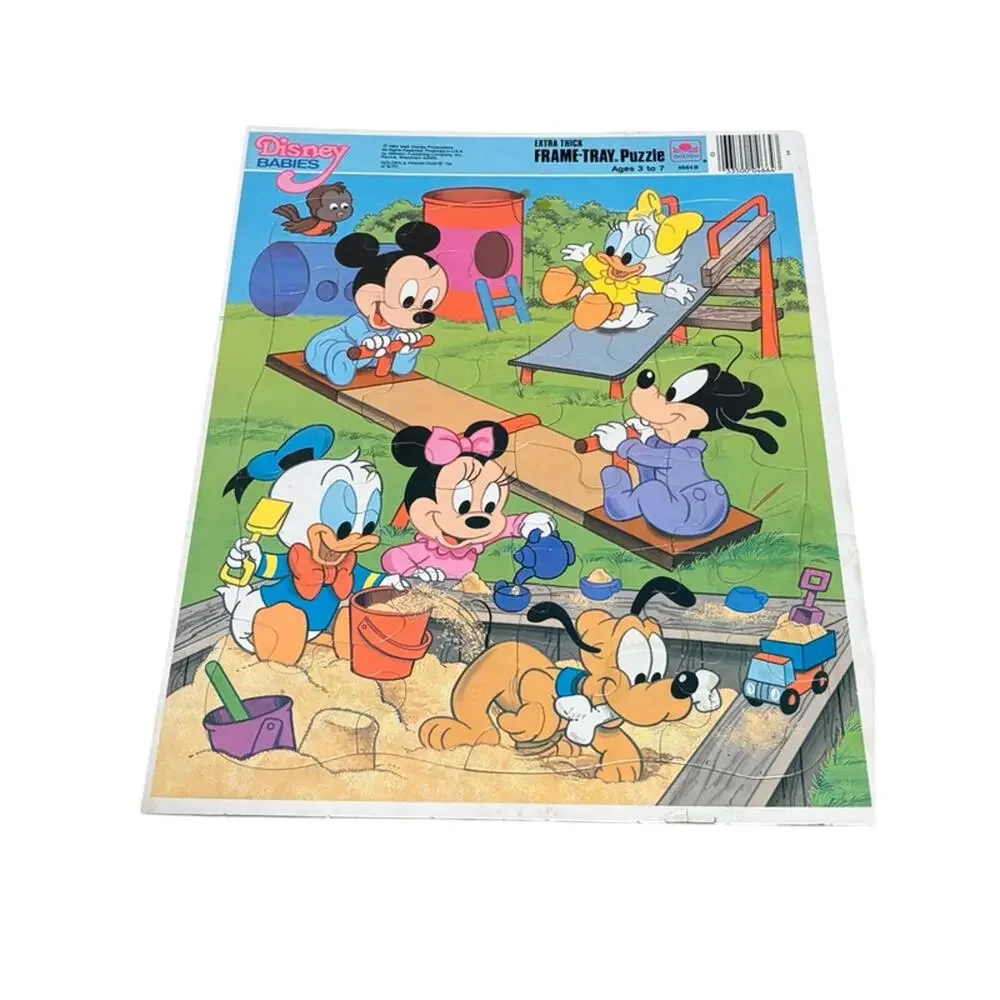 Vintage Golden Frame Tray Puzzle Disney Babies 1984 Mickey Mouse Donald Duck